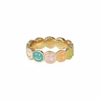 Pastel Happy Face Band Ring